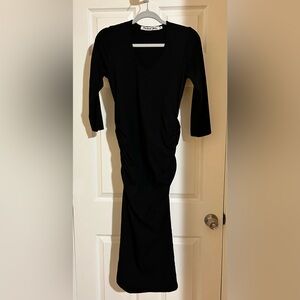 Michael Stars Black Midi Dress with Ruching